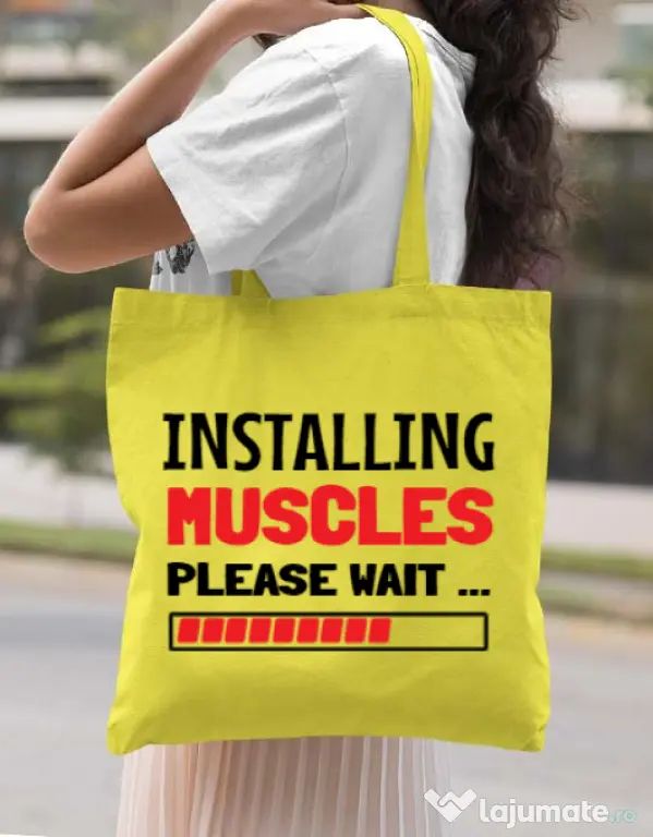Sacosa din panza Installing Muscles Galben