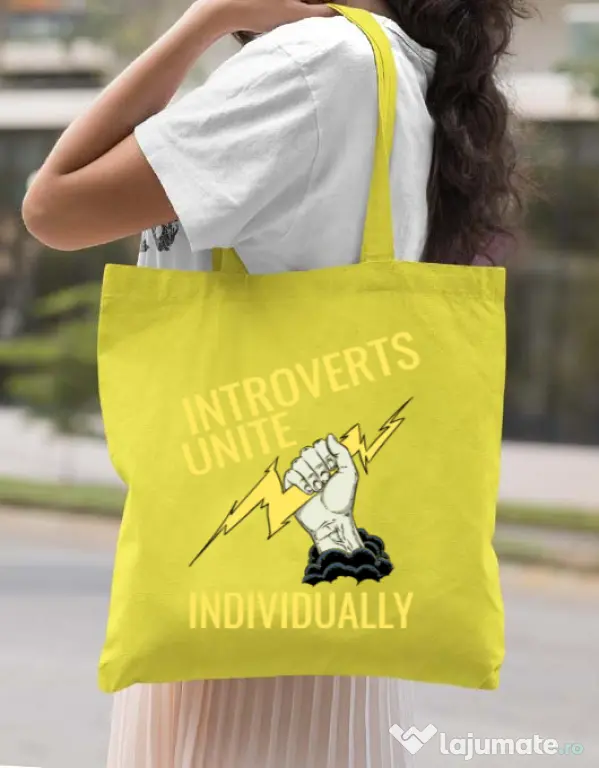 Sacosa din panza Introverts unite Galben