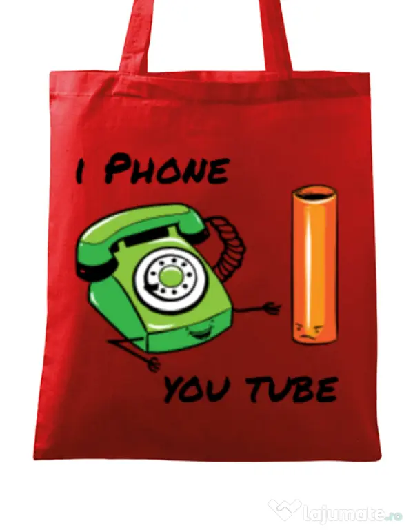 Sacosa din panza Iphone youtube Rosu
