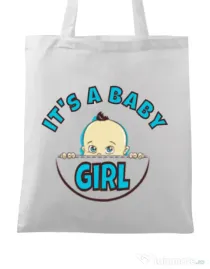 Sacosa din panza It’s a baby girl Alb