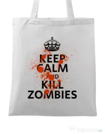 Sacosa din panza Kill zombies Alb