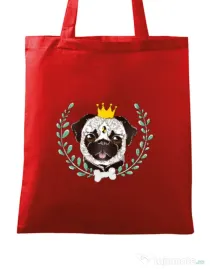 Sacosa din panza King Of Pug Rosu