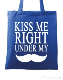 Sacosa din panza Kiss me right under Albastru regal