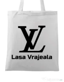Sacosa din panza Lasa vrajeala Alb