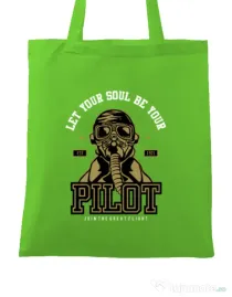 Sacosa din panza Let Your Soul Be Your Pilot Verde mar