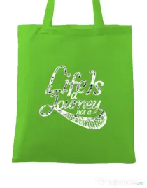 Sacosa din panza Life Is A Journey Verde mar