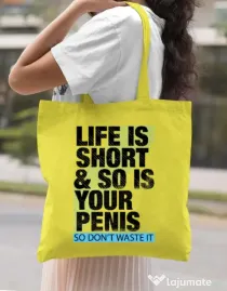 Sacosa din panza Life is short Galben