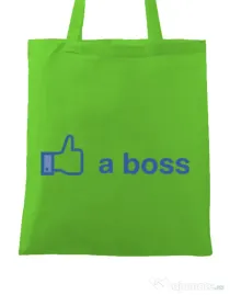 Sacosa din panza Like a boss Facebook Verde mar