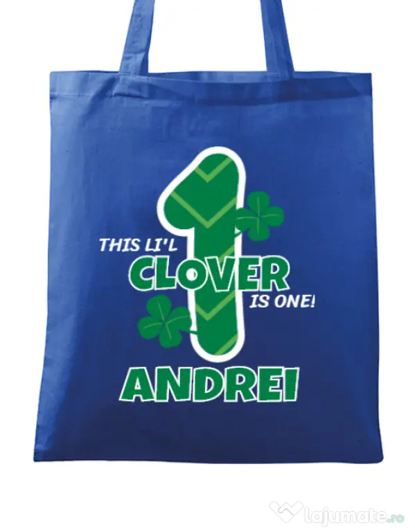 Sacosa din panza Little clover Albastru regal