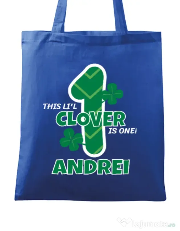 Sacosa din panza Little clover Albastru regal