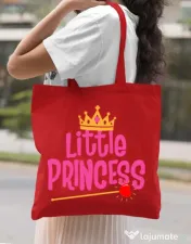 Sacosa din panza Little Princess Rosu 