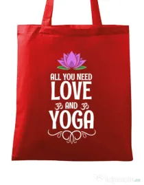 Sacosa din panza Love and yoga Rosu