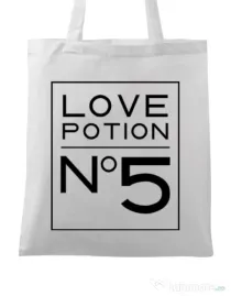 Sacosa din panza Love potion Alb