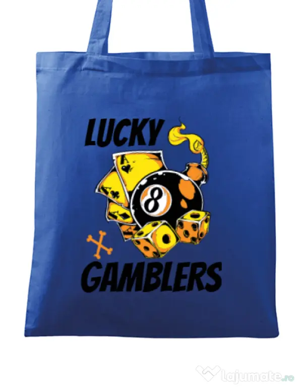 Sacosa din panza Lucky gamblers Albastru regal
