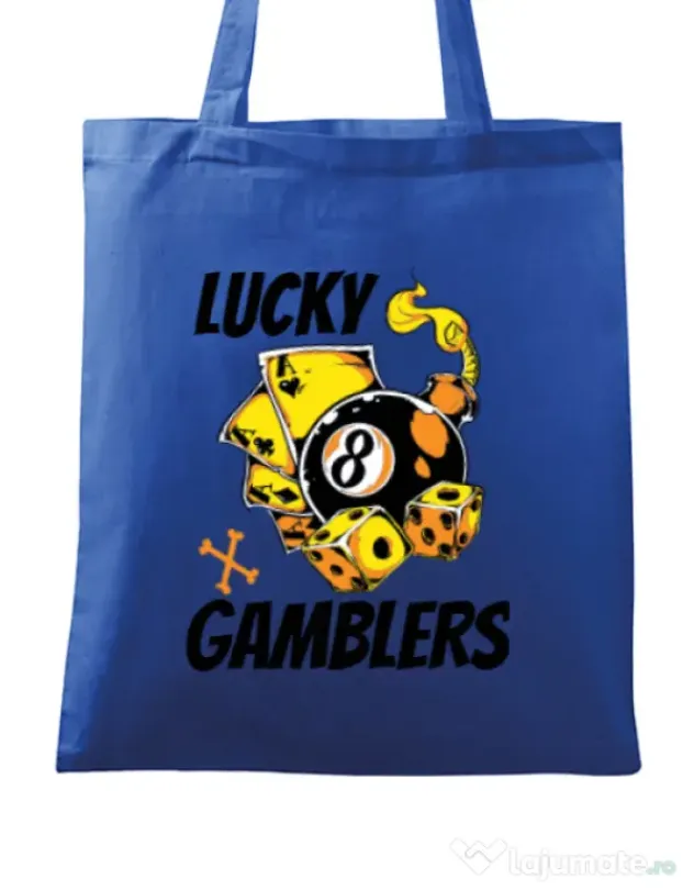 Sacosa din panza Lucky gamblers Albastru regal