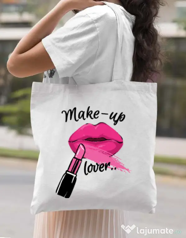 Sacosa din panza Make up lover Alb