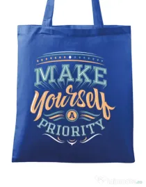 Sacosa din panza Make yourself a priority Albastru regal