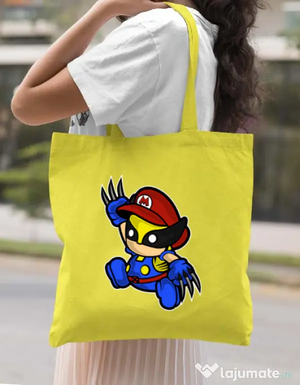Sacosa din panza Mario Wolverine Galben