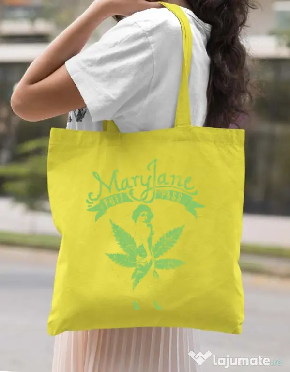 Sacosa din panza Mary Jane Galben
