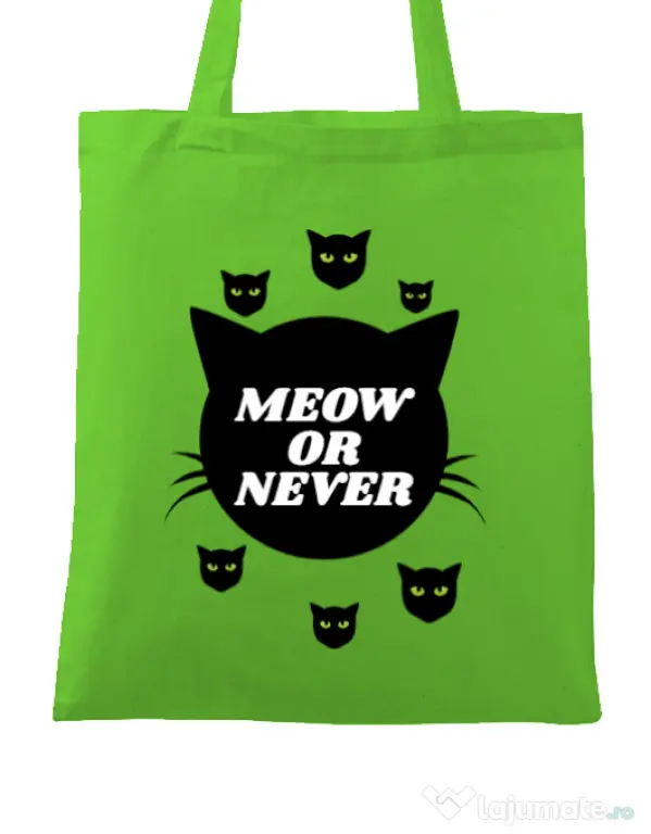 Sacosa din panza Meow or never Verde mar