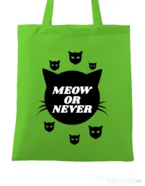 Sacosa din panza Meow or never Verde mar