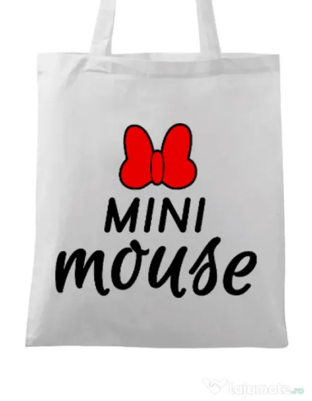 Sacosa din panza Mini mouse Alb