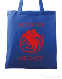 Sacosa din panza Mother of cats Albastru regal