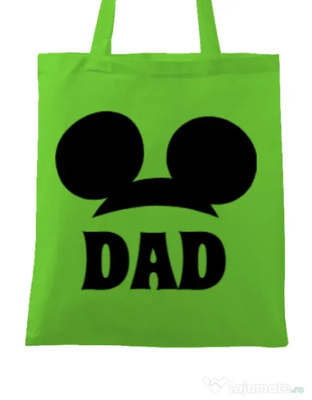 Sacosa din panza Mouse dad Verde mar