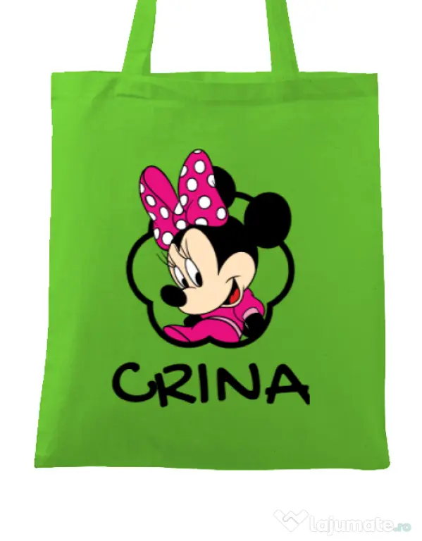Sacosa din panza Mouse daughter Verde mar