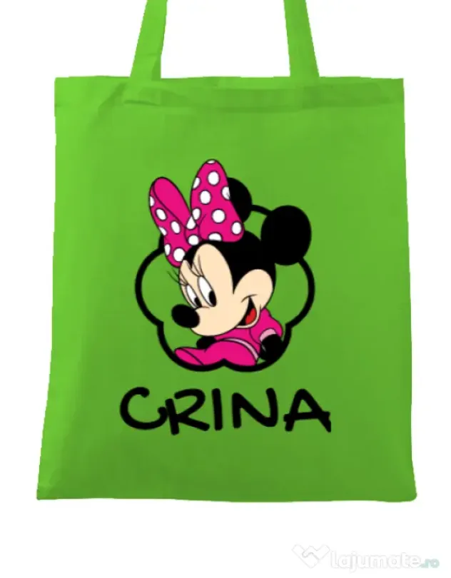 Sacosa din panza Mouse daughter Verde mar