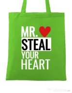 Sacosa din panza Mr. steal your heart Verde mar