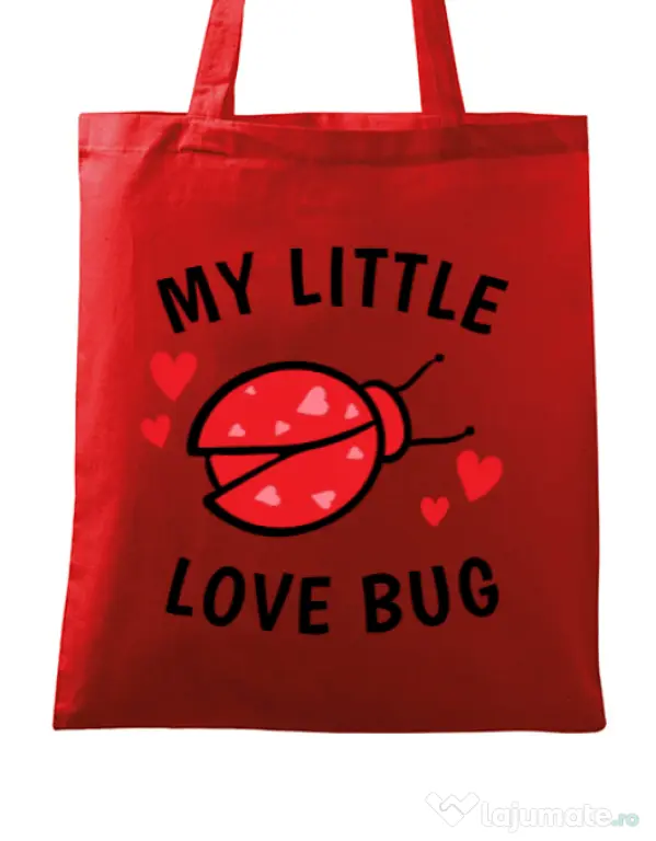Sacosa din panza My little love bug Rosu