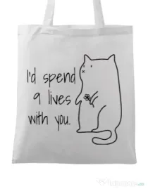 Sacosa din panza Nine lives Alb