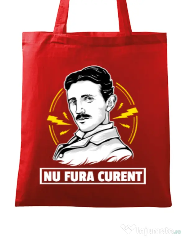 Sacosa din panza Nu fura curent Rosu