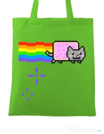 Sacosa din panza Nyan cat Verde mar