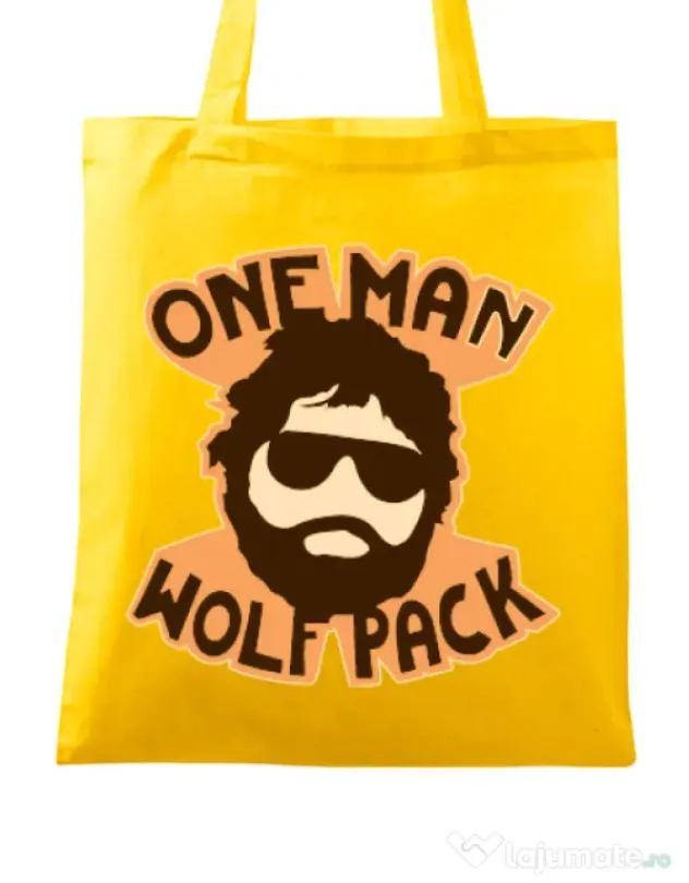 Sacosa din panza One man wolf pack Galben