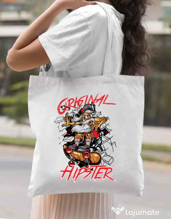 Sacosa din panza Original hipster Alb