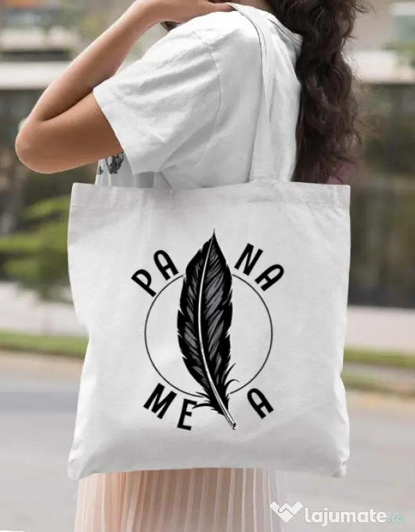 Sacosa din panza Pana mea Alb