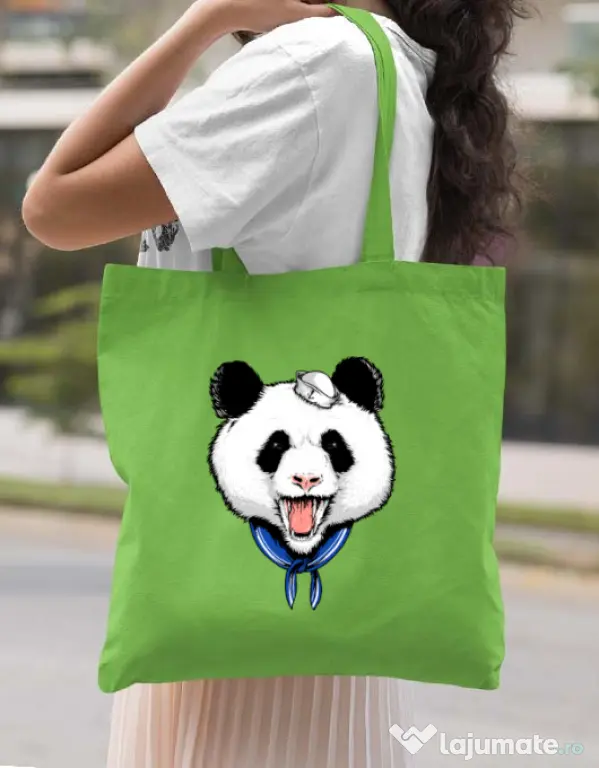 Sacosa din panza Panda Sailor Verde mar