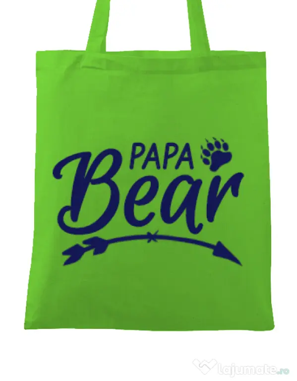 Sacosa din panza Papa bear Verde mar