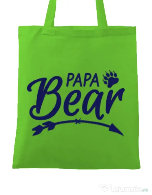 Sacosa din panza Papa bear Verde mar