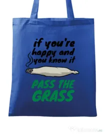 Sacosa din panza Pass the grass Albastru regal