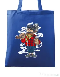 Sacosa din panza Pizza Beard Albastru regal