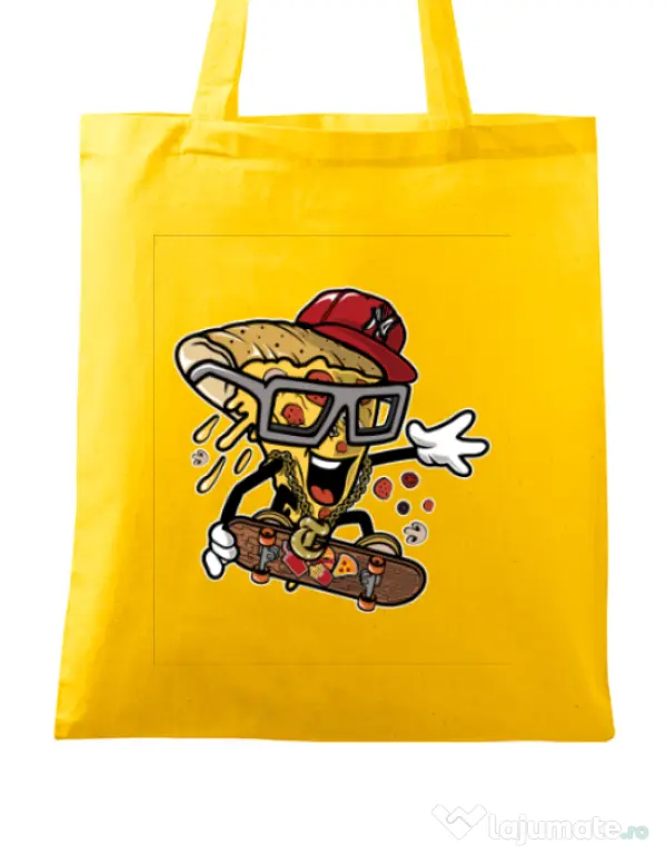 Sacosa din panza Pizza Skater Galben