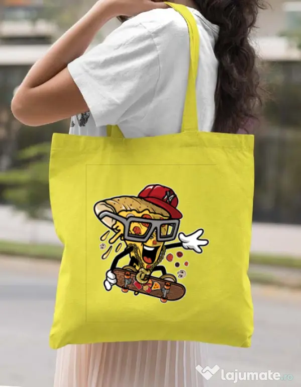Sacosa din panza Pizza Skater Galben