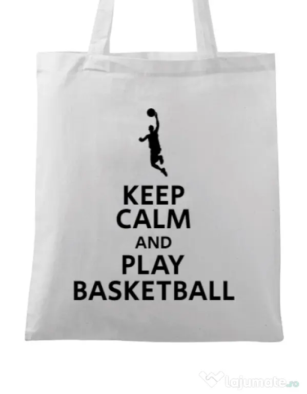 Sacosa din panza Play basketball Alb
