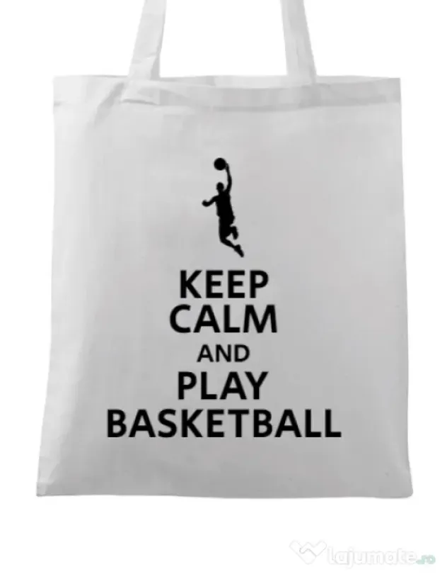 Sacosa din panza Play basketball Alb