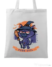 Sacosa din panza Purr halloween Alb