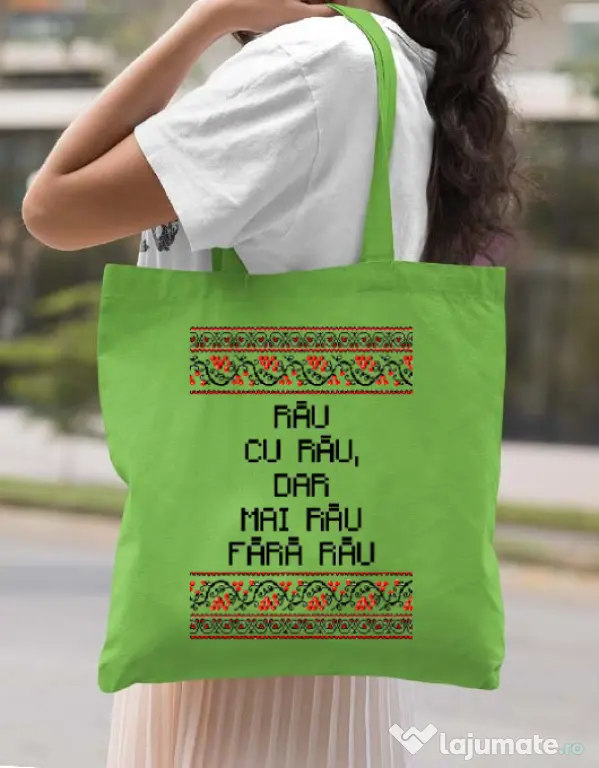 Sacosa din panza Rau cu rau Verde mar