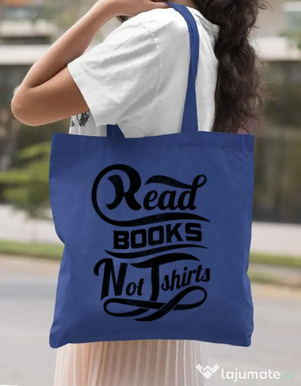 Sacosa din panza Read books Albastru regal